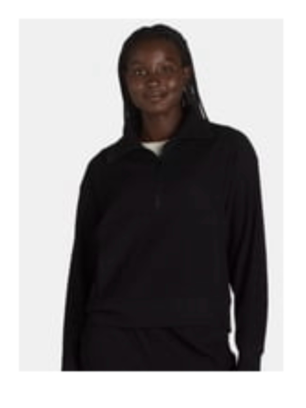 Avía 2 Piece RibbedBlack Quarter-Zip Women's Sweater and Jogger Set. Size M